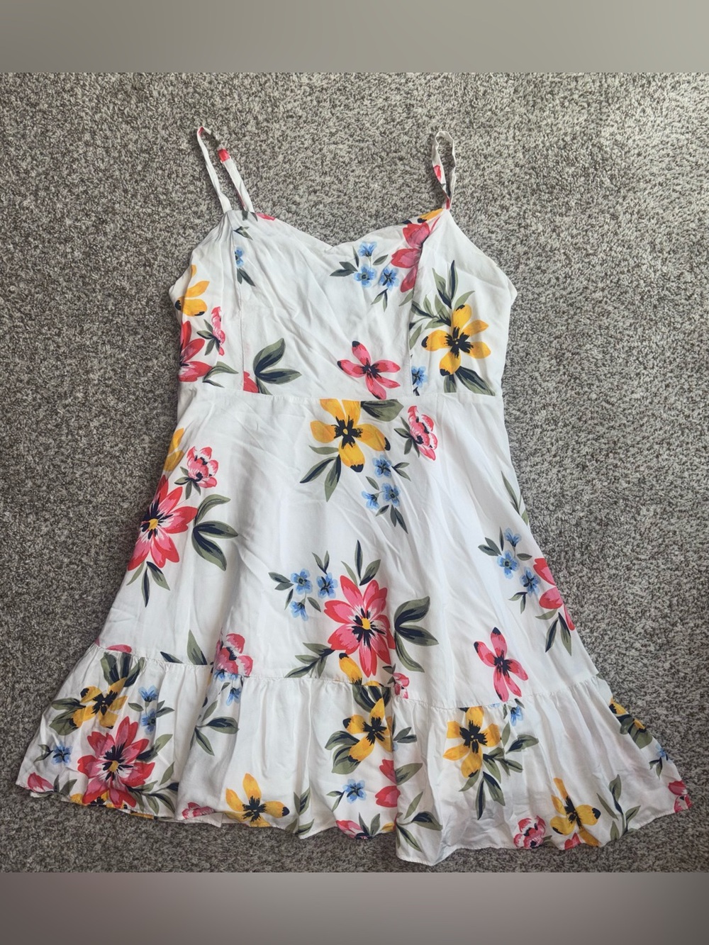 Old Navy White Floral Sundress with Pink Yellow Blue Flowers